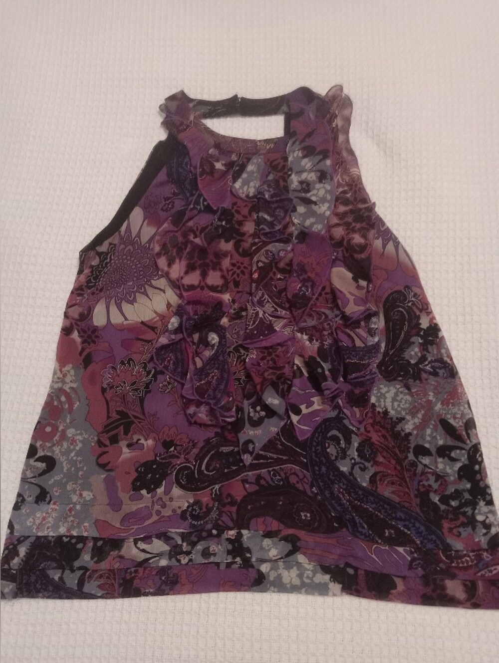 ECI Purple Paisley Ruffle Halter Blouse